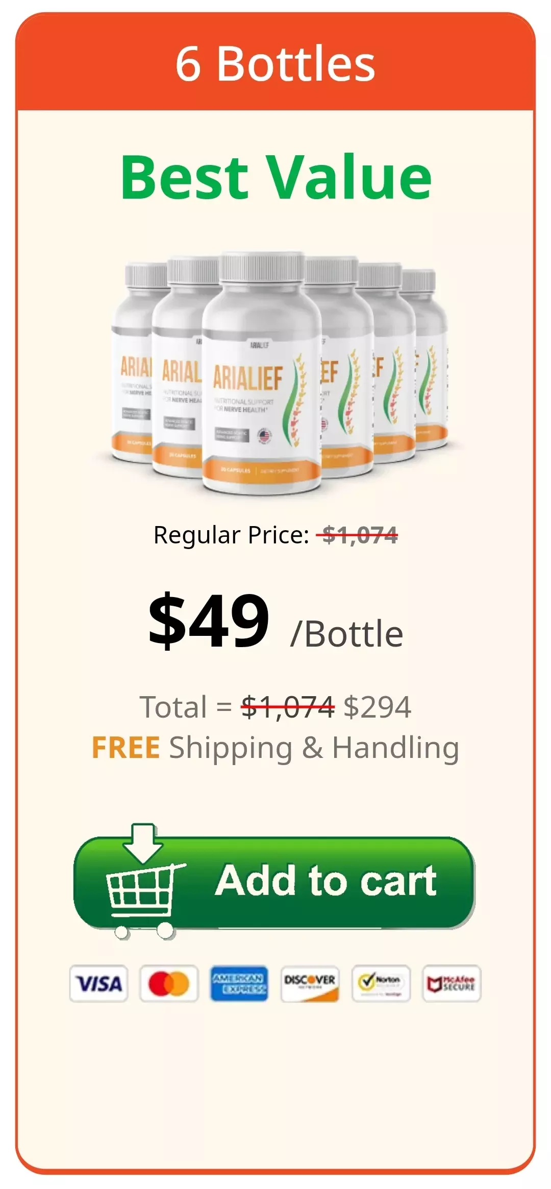 Arialief™ 6 bottles pricing